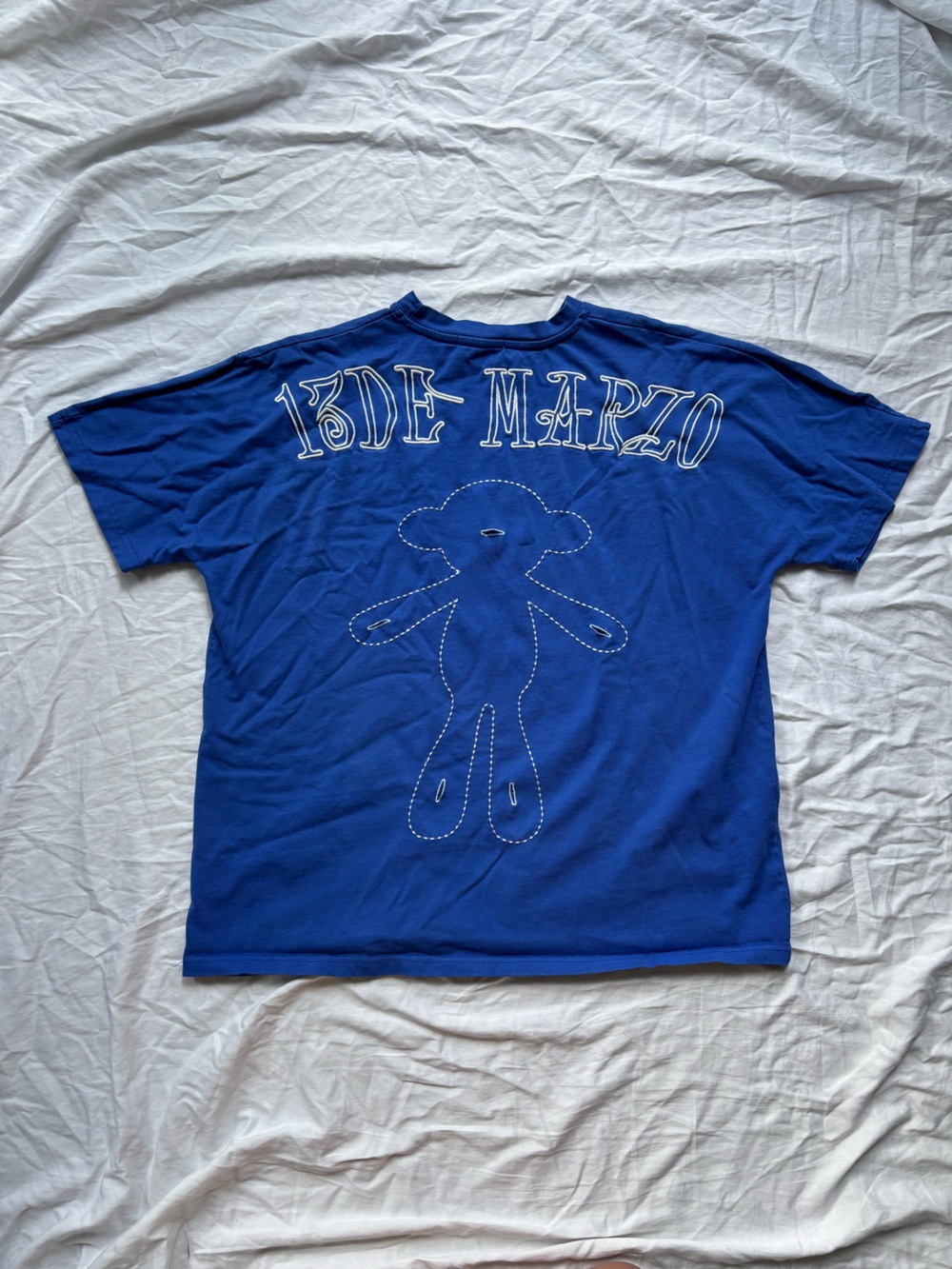 Men's Short Sleeve Graphic Tee in Blue with Teddy Outline
